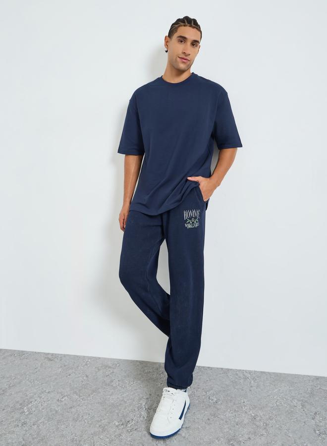 Styli Men Washed Waffle Knit Relaxed Fit Joggers - Image 2